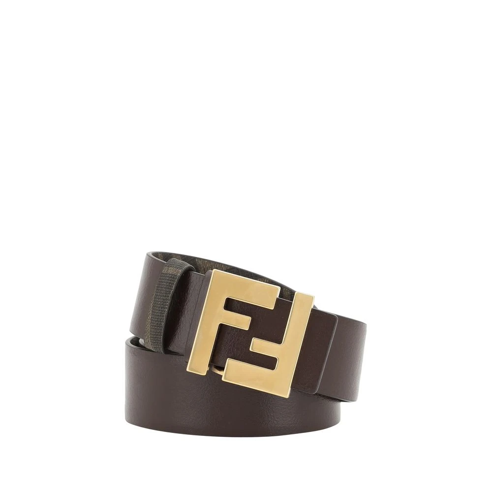 Fendi Leren Riem met Verstelbare Gesp Brown Heren