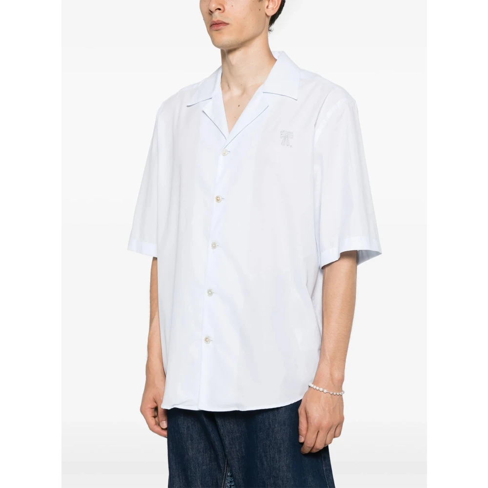 Acne Studios Geborduurd Katoenen Overhemd Blue Heren