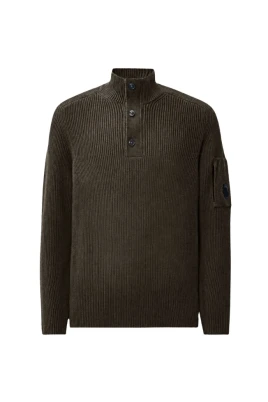 Full Rib Cotton Lens Half Button Sweater