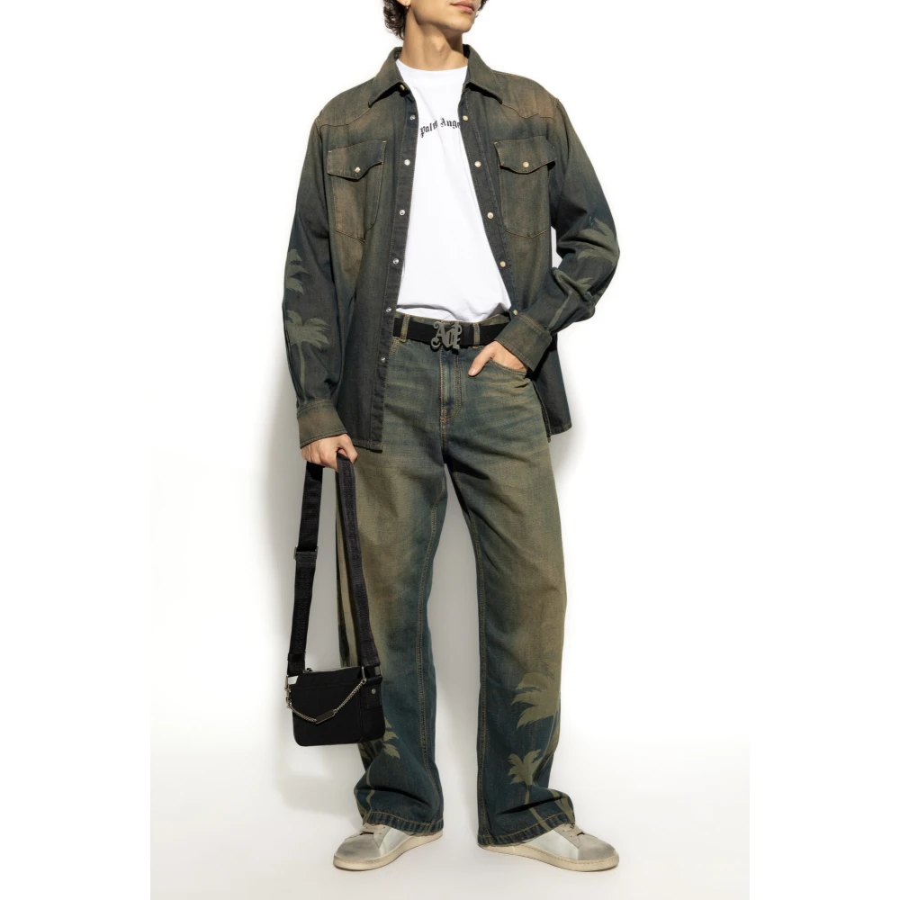 Palm Angels Denim overhemd Blue Heren