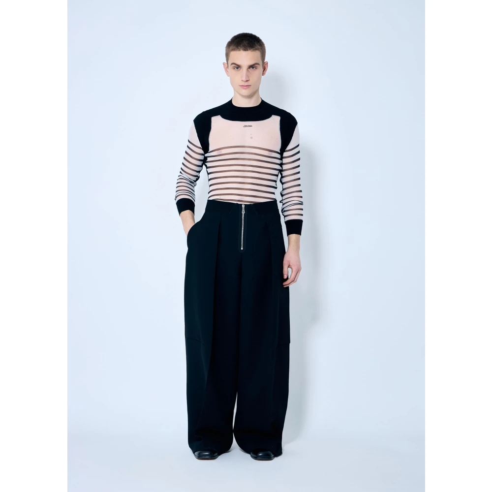 Jean Paul Gaultier Mesh en Gebreide Gelaagde Top Multicolor Heren
