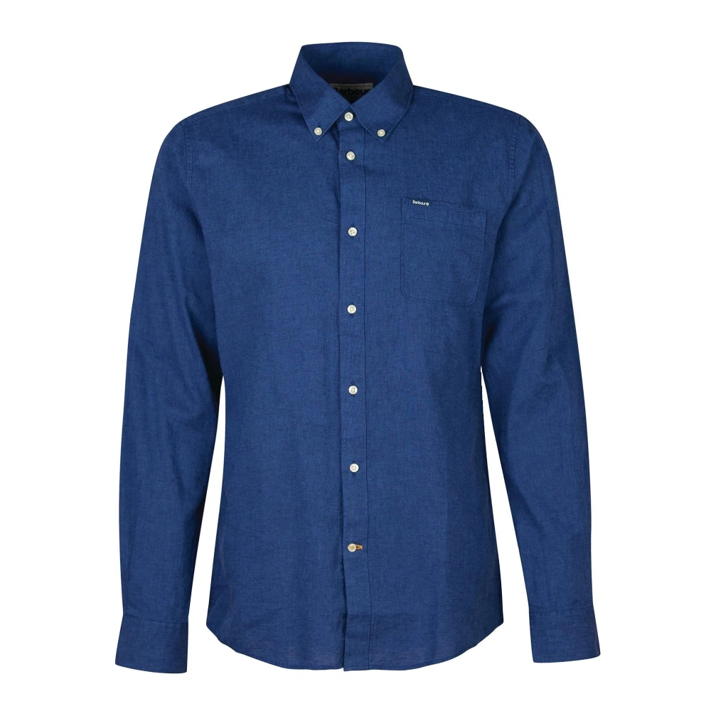 Barbour Men's Blue Linen Tailored Shirt