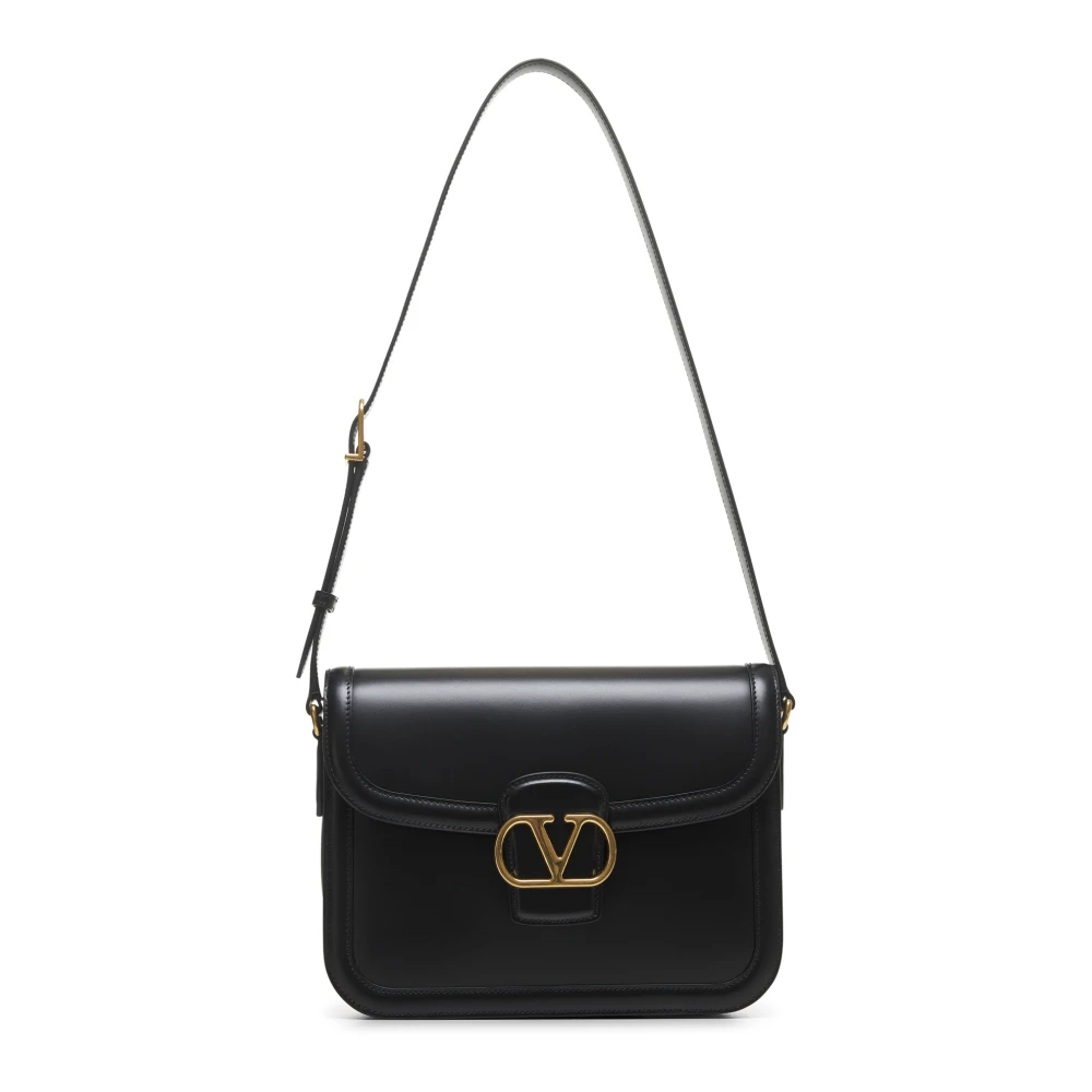 Valentino Garavani Uomo Nero Borsa A Spalla In Pelle Nera Con Vlogo