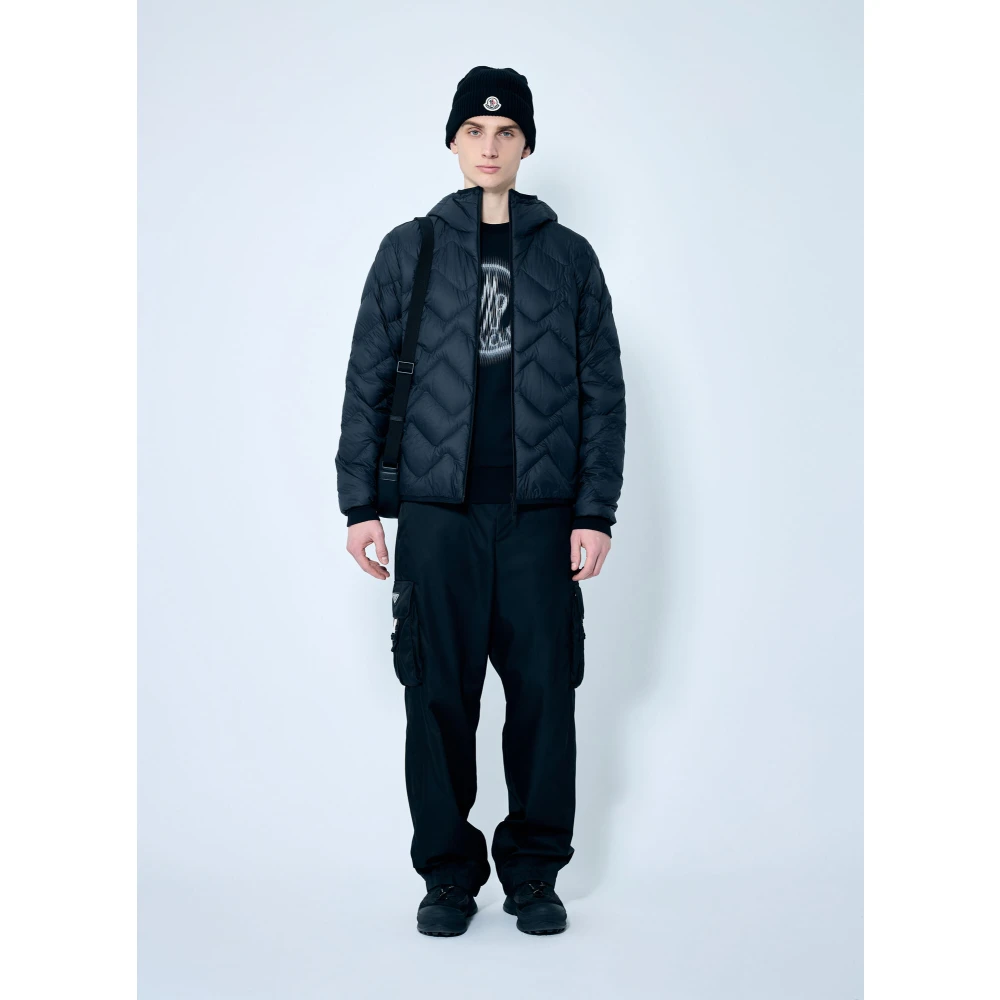 Moncler Zigzag Gewatteerde Hooded Donsjas Black Heren