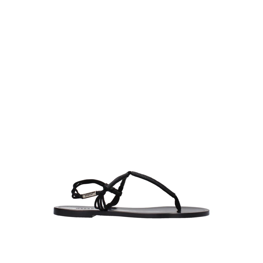 Isabel Marant Women's Black Flat Sandals, 5 Uk, Leather Flip-Flop Sandal With Side Logo