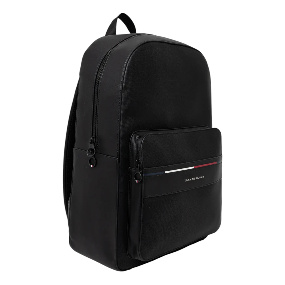 Tommy Hilfiger Stijlvolle bedrukte rugzak met ritssluiting Black Heren