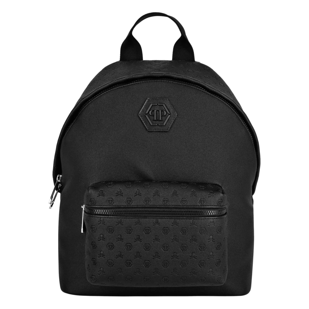 Philipp Plein Iconische Zwarte Nylon Canvas Rugzak Black Heren