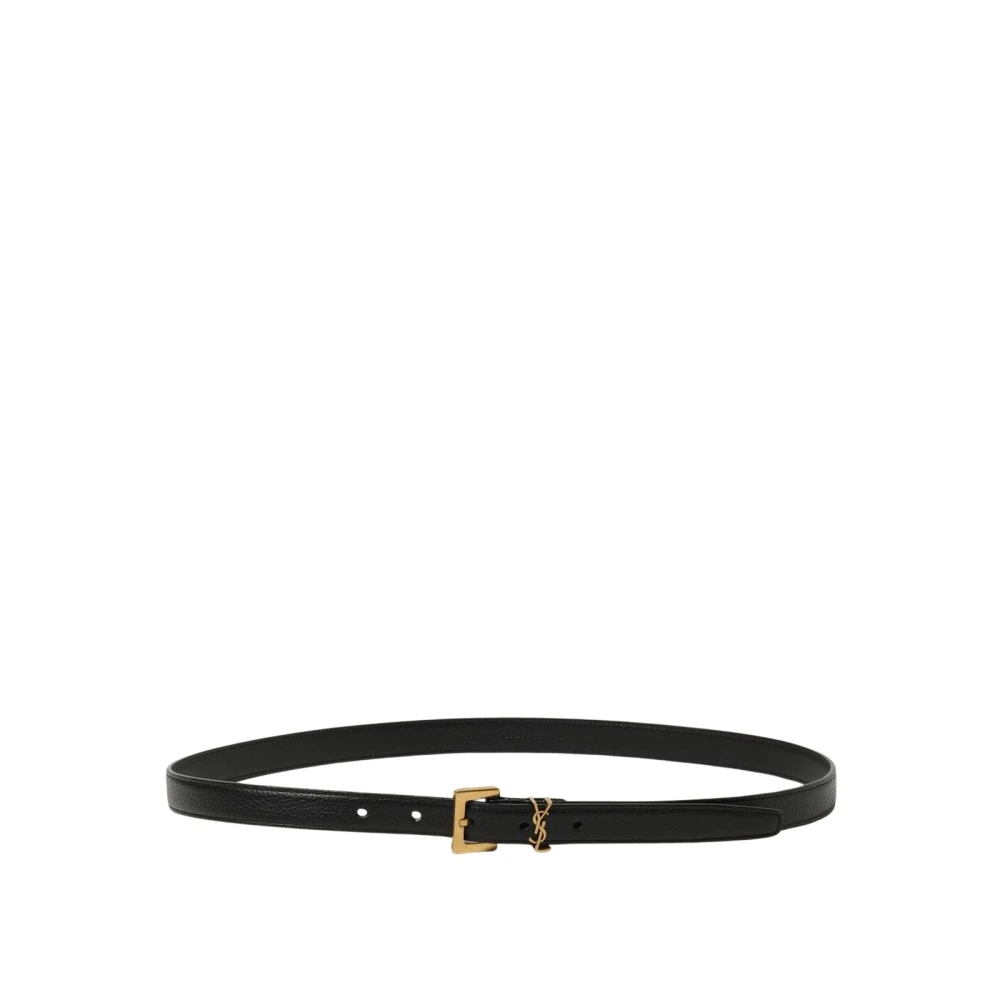 Saint Laurent Women's Black Stylish Leather Belt With Metal Buckle