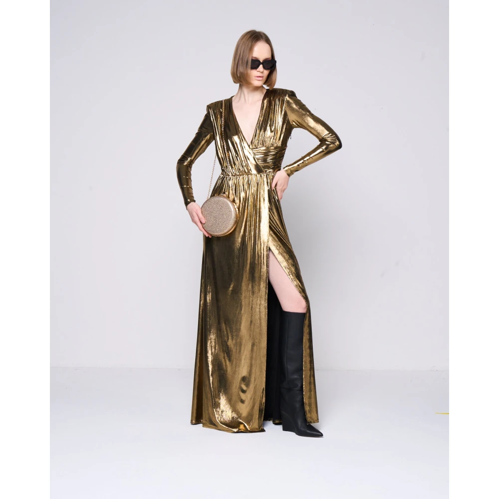 Silvian Heach Lange Gedrapeerde Jurk Yellow Dames