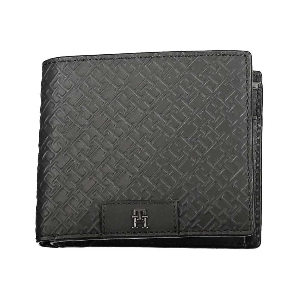 Tommy Hilfiger Zwarte Leren Portemonnee met Meerdere Compartimenten Black Heren