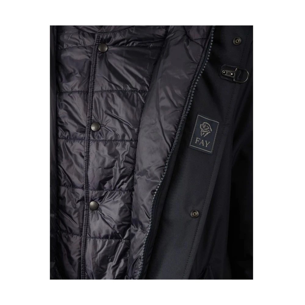 Fay Gevilt Hooded Caban Jas Blue Heren