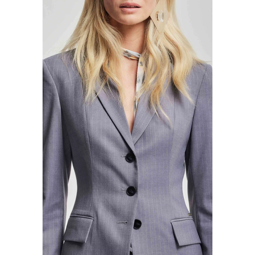 Kocca Elegant Pinstriped Jacket with Lapel Collar Multicolor Dames