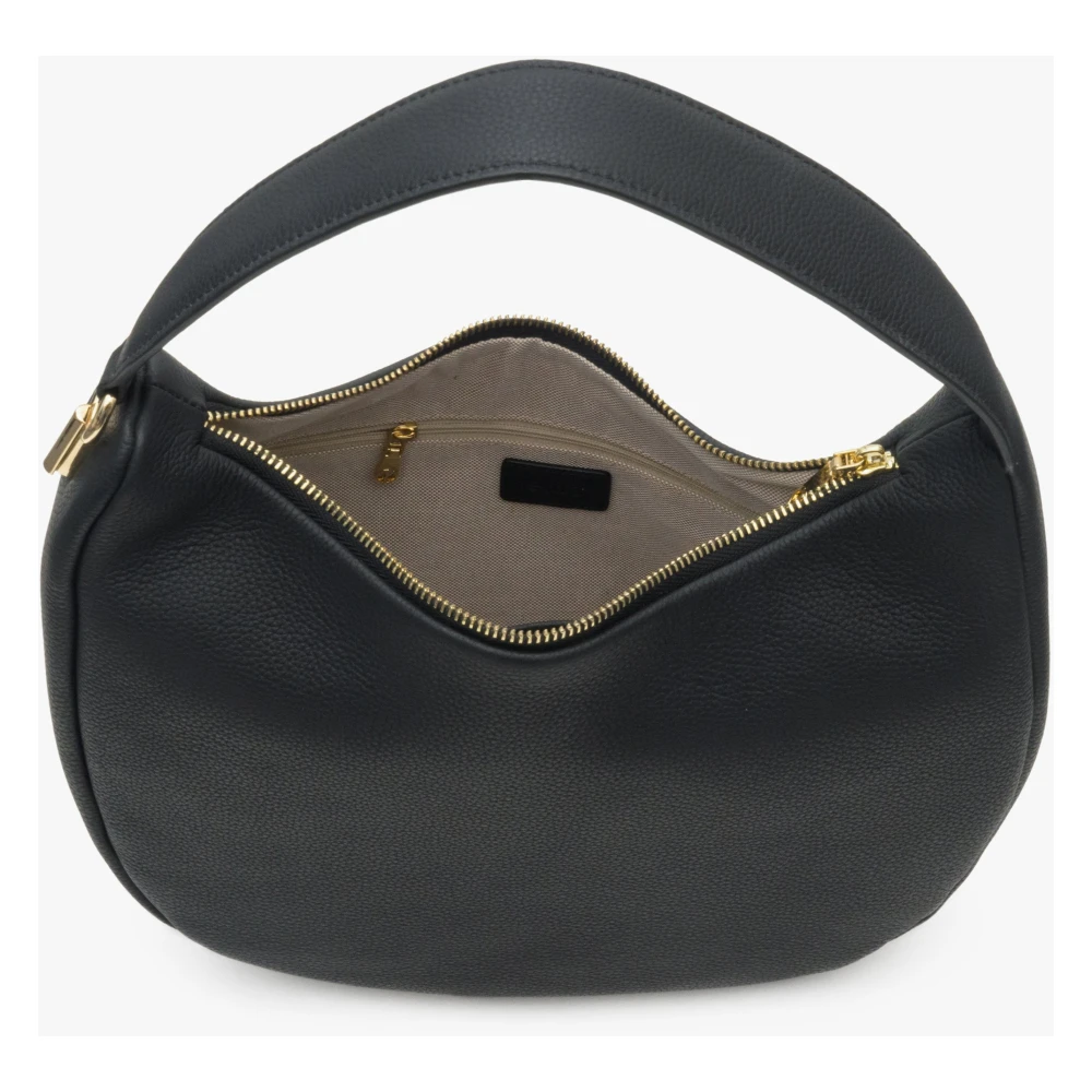 Estro Dames Zwarte Halvemaantasje gemaakt van Echt Leer Er00114202 Black Dames