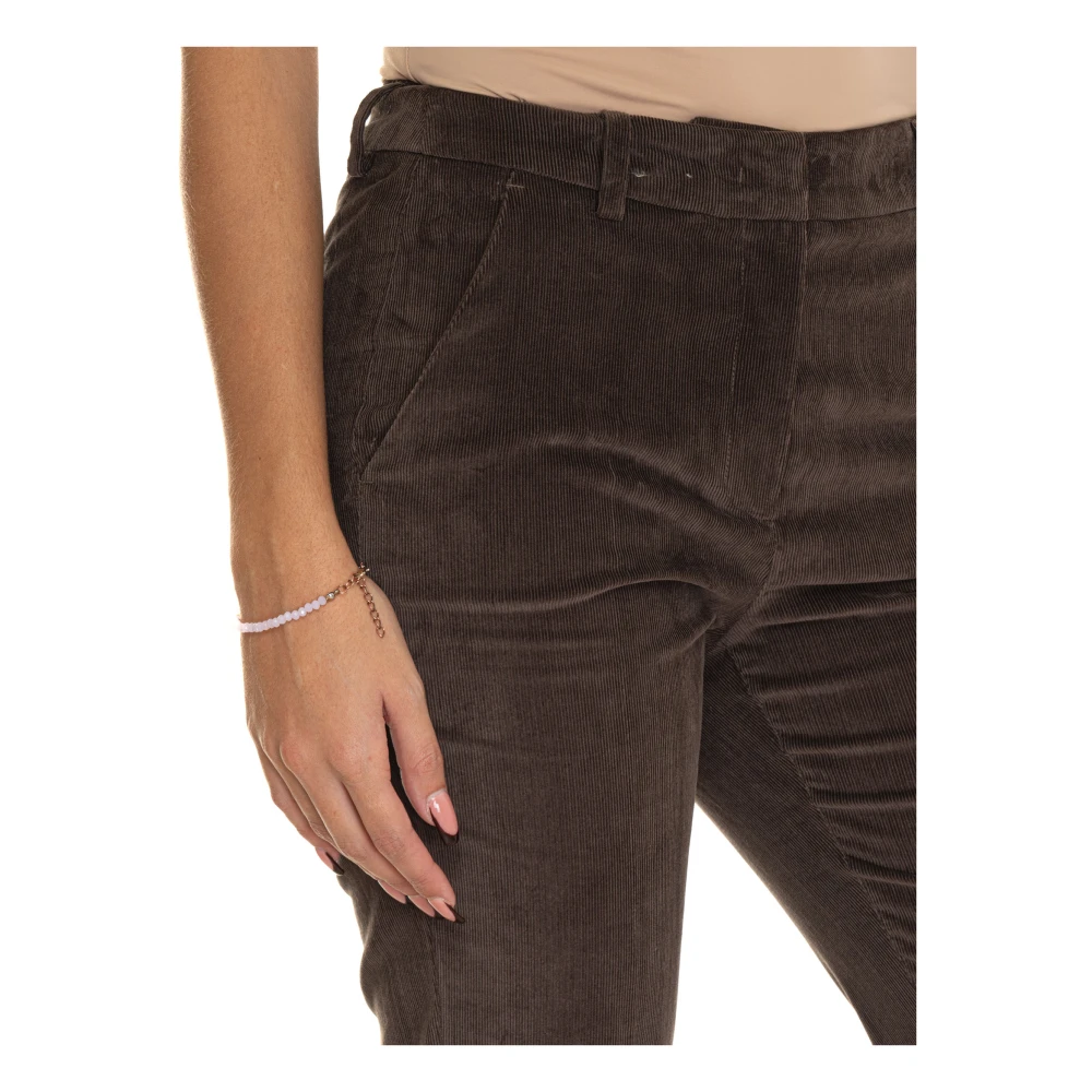 Max Mara Weekend Fluwelen broek met riemlussen en zakken Brown Dames