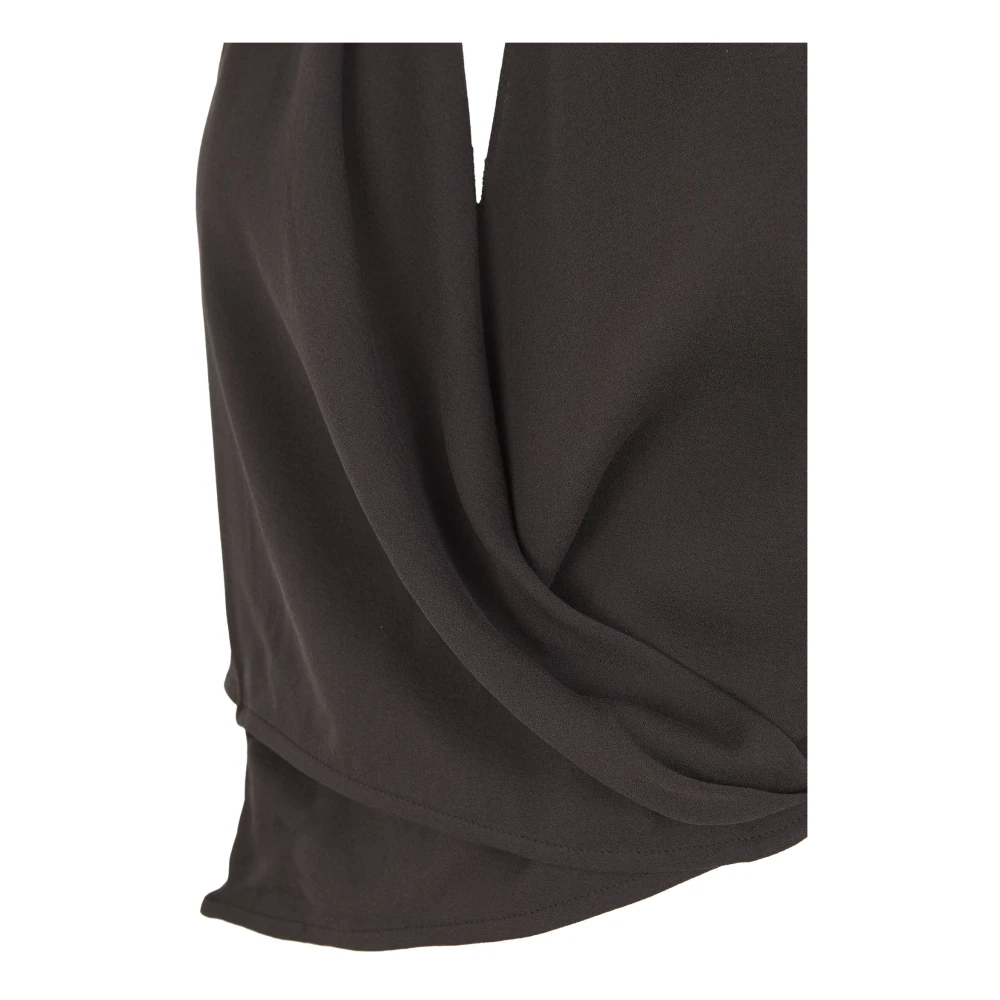 Cortana Zijden Stretch Cross-Front Halter Top Black Dames