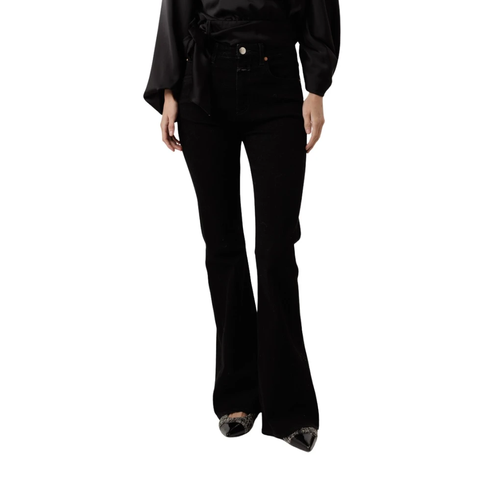 Closed Donkergrijze Flared Jeans met 5-Pocket Stijl Black Dames