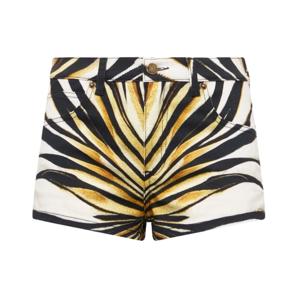 Roberto Cavalli Women's Gold Ray Of Print Denim Shorts
