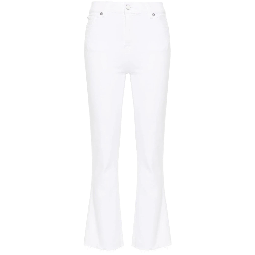 7 For All Mankind Witte Slim Kick Jeans Met Distressed Zoom White Dames