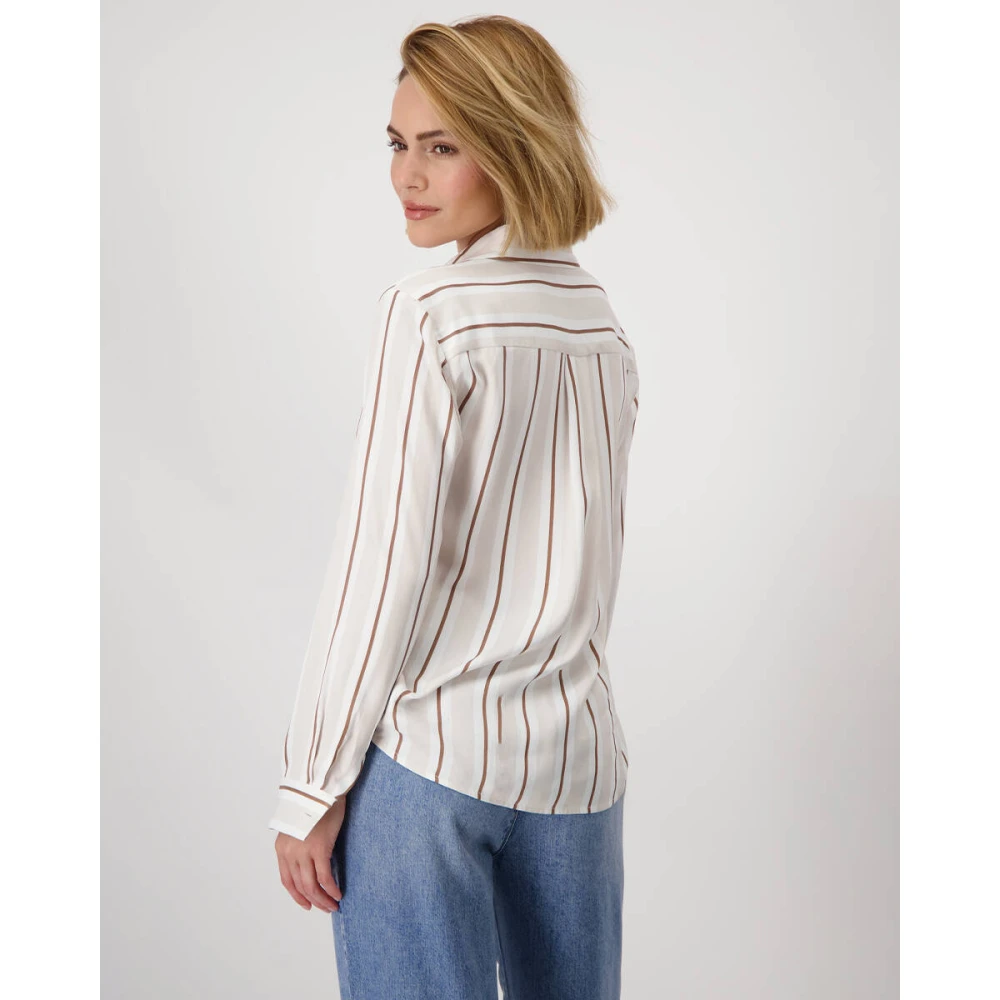 monari Blouse met Lange Mouw en Stijl 409501 Beige Dames