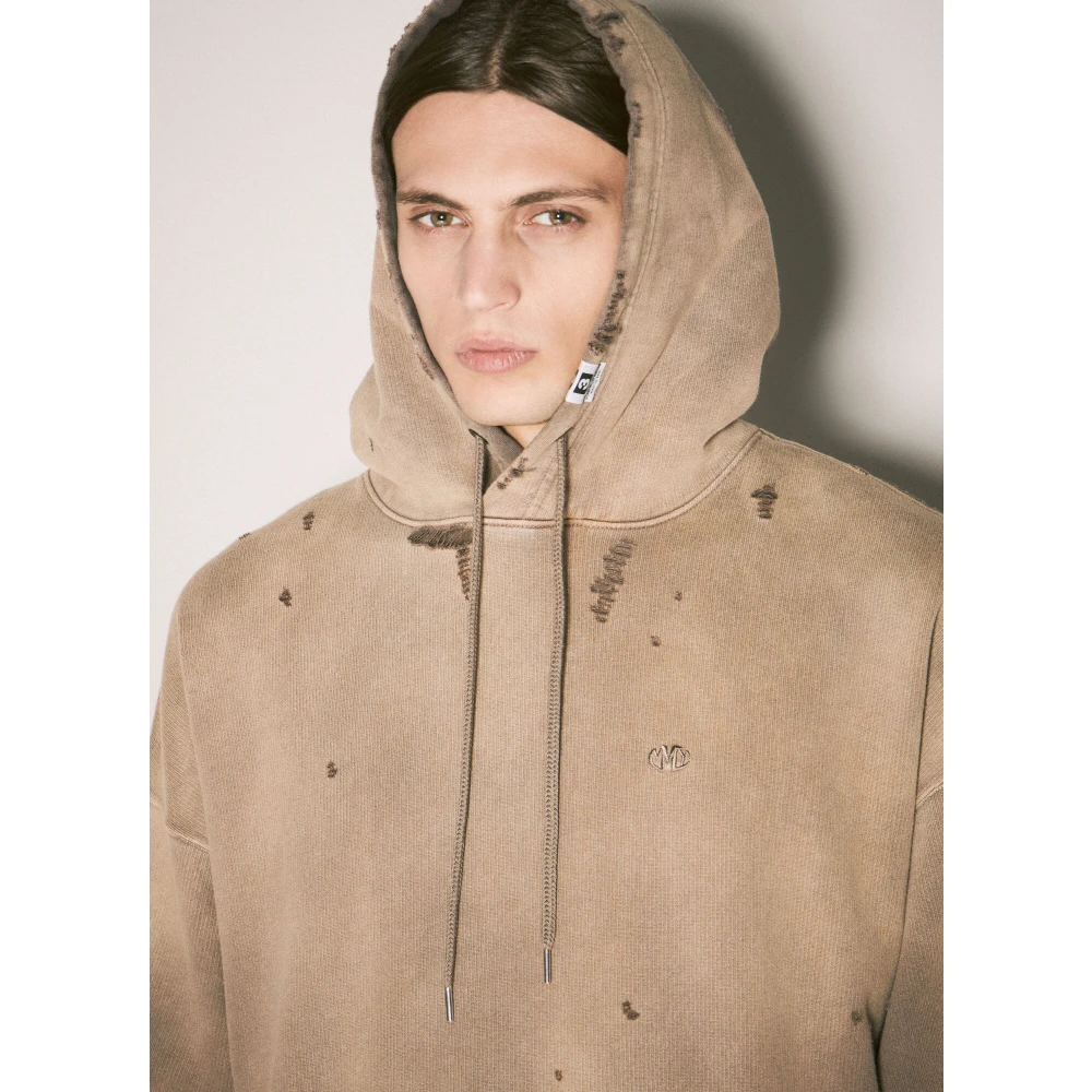 Mihara Yasuhiro Vervaagde katoenen fleece hoodie Brown Heren