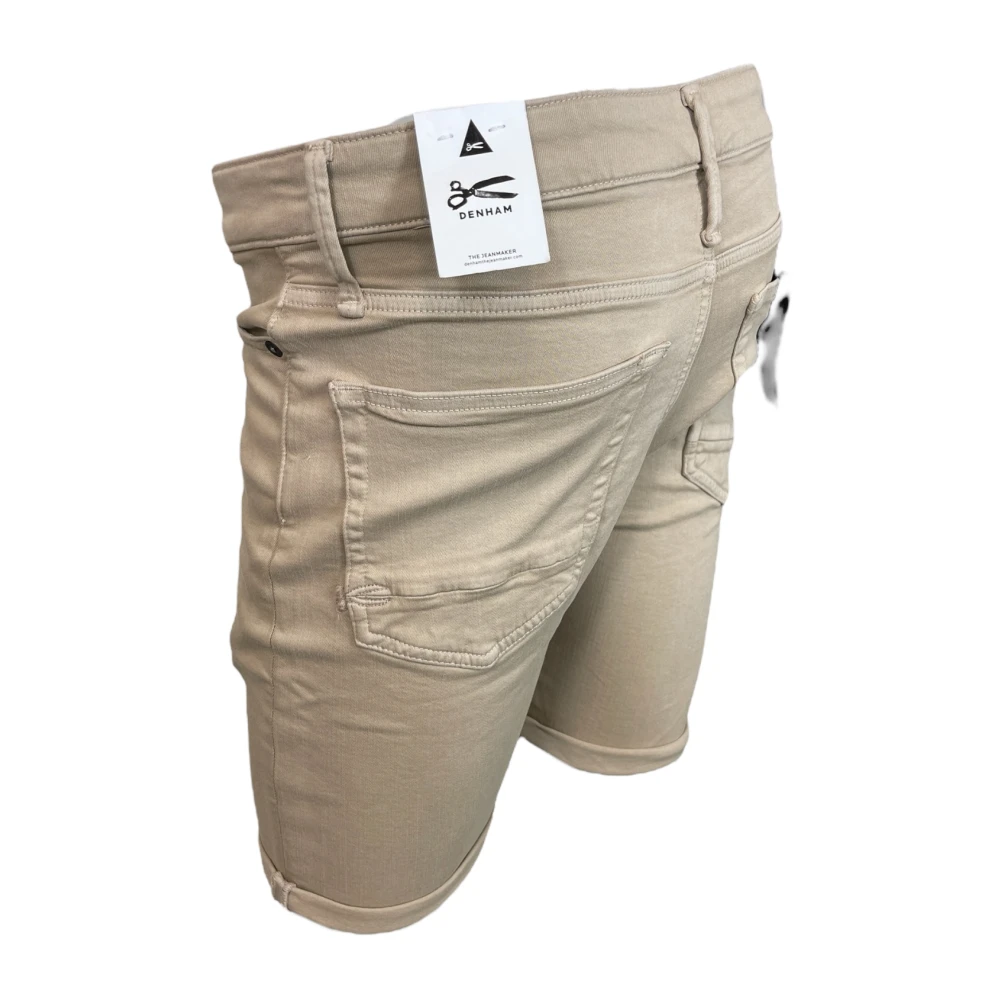 Denham Slim Fit Knoopsluiting Shorts Stretch Denim Beige Heren