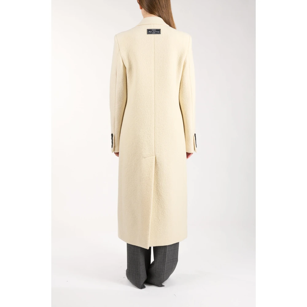 Msgm Wollen jas met enkele knoopsluiting en revers Beige Dames