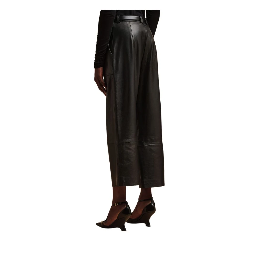 Liviana Conti Zwarte leren rechte pijp crop broek Black Dames