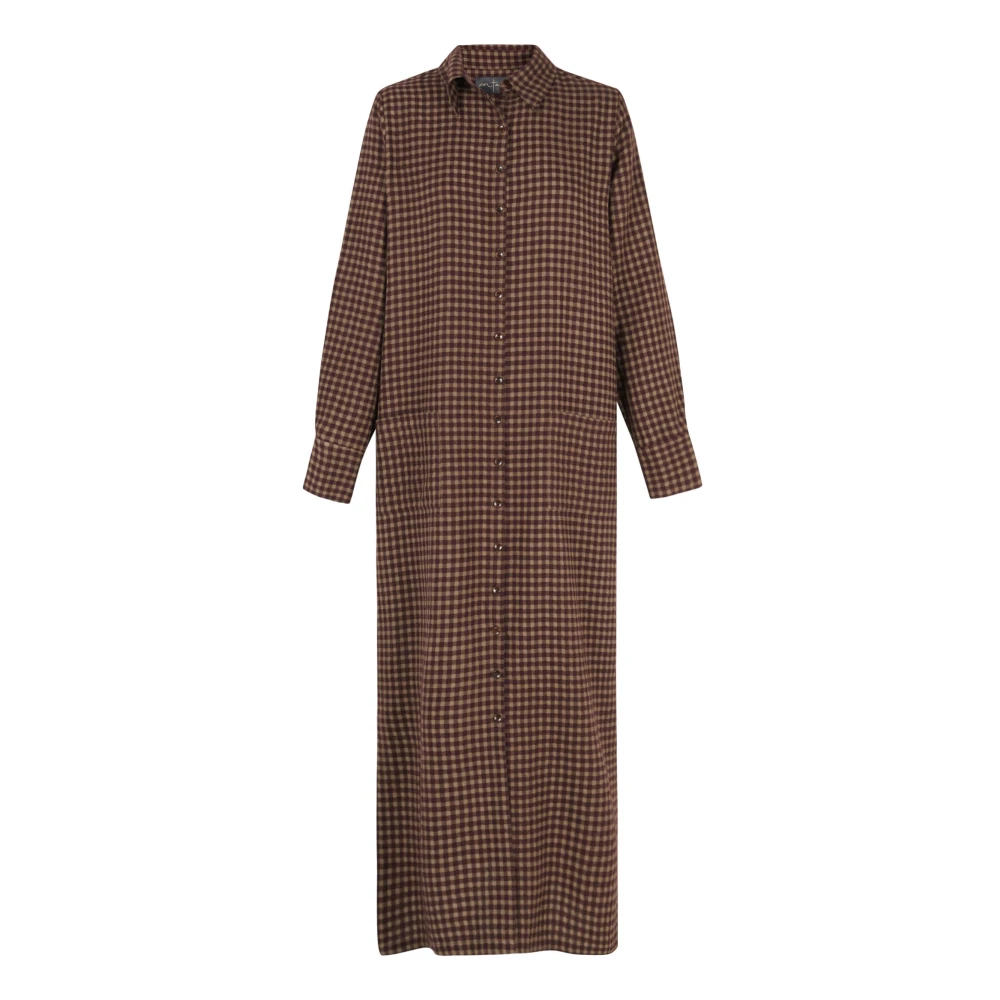 Cortana Women's Red Shirt Dresses, L, F, Burgundy Checke Shirt Dress