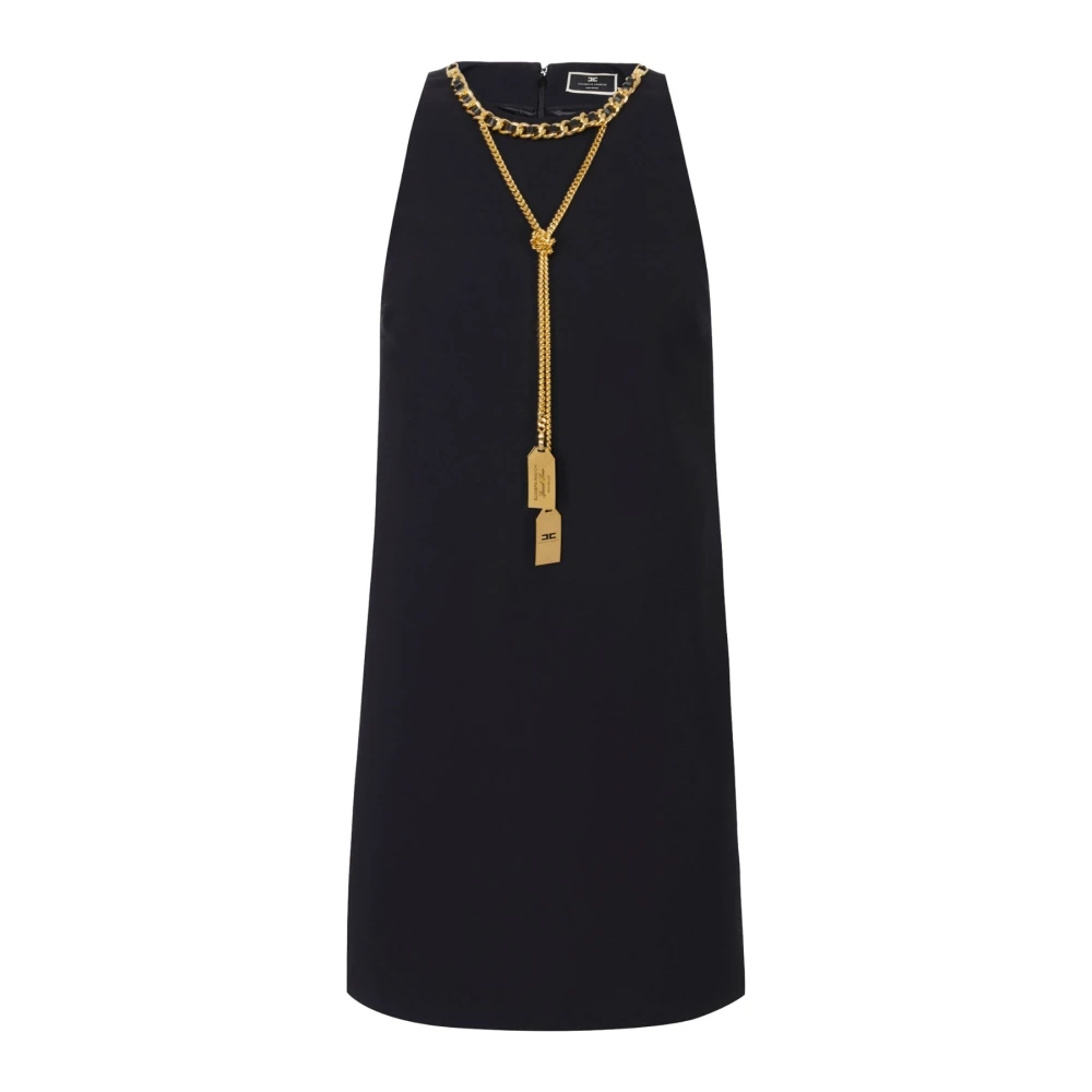Elisabetta Franchi Mouwloze avondjurk met ketting Black Dames