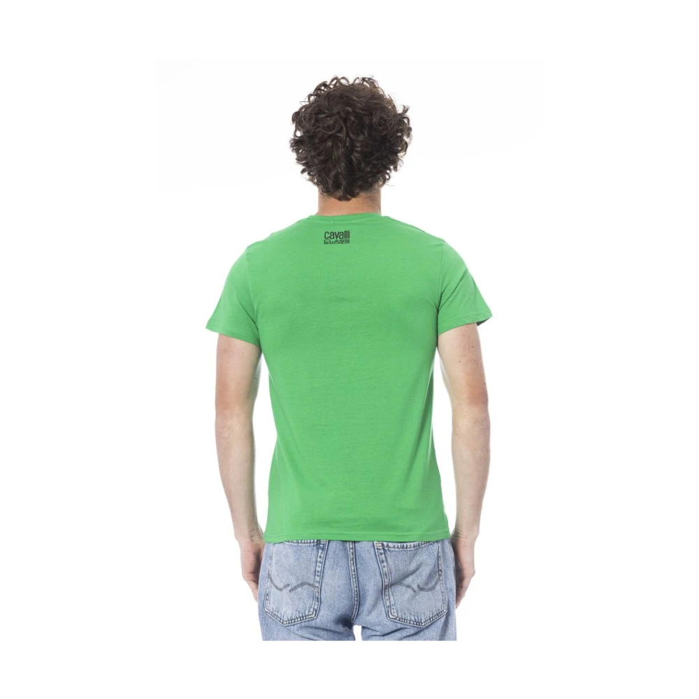 Cavalli Class Logo Print Ronde Hals T-Shirt Green Heren