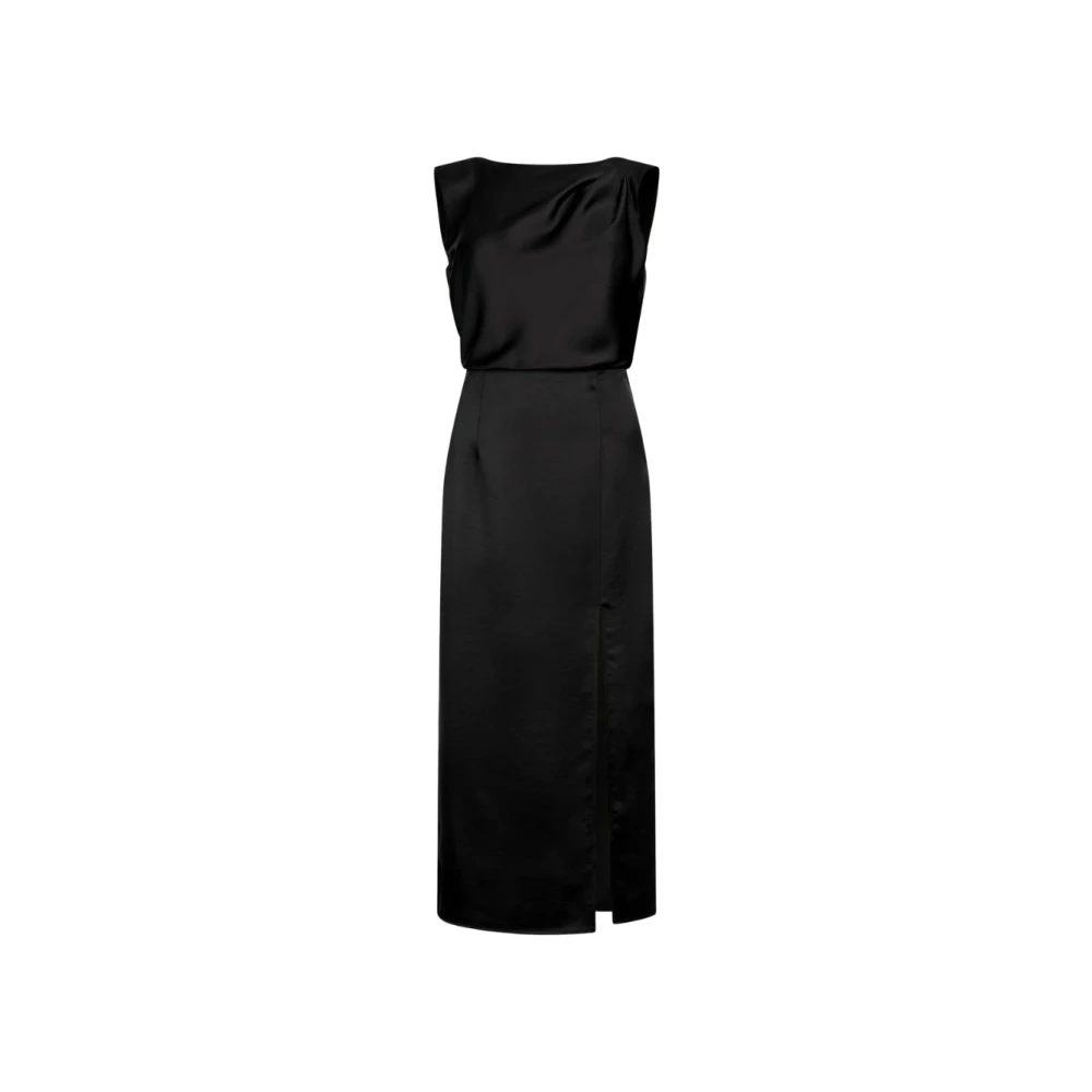Liu Jo Mujer Negro - Vestido Midi De Satén- Dresses - L- Vestido Midi De Satén