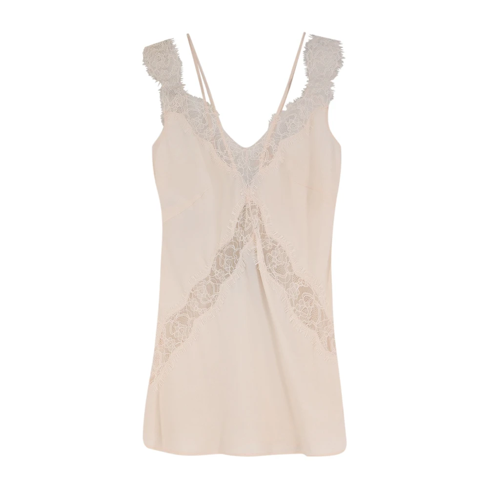 Pinko Women's Pink O, Sleeveless Tops, M, Top With Lace Embroidery