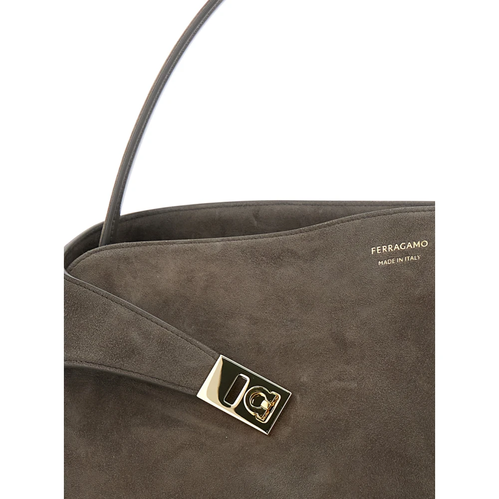 Salvatore Ferragamo Grijze Suède Tassen Collectie Gray Dames