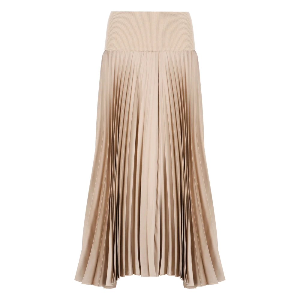 D.exterior Women's Beige Midi Skirts, L, Pleated Wool Skirt