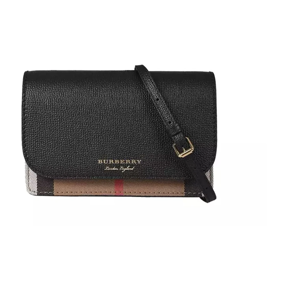 Burberry Dames Leren Schoudertas Textiel Black Dames