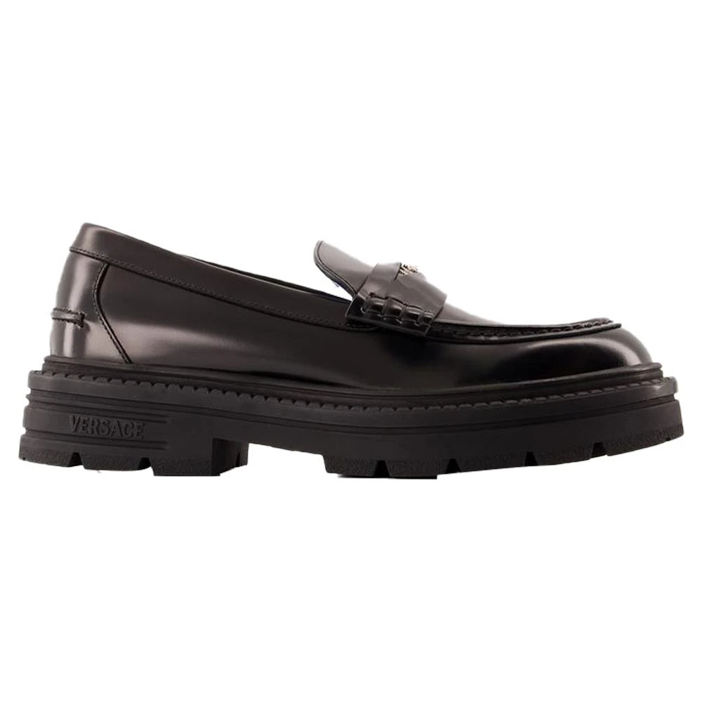 Versace Zwarte leren loafers