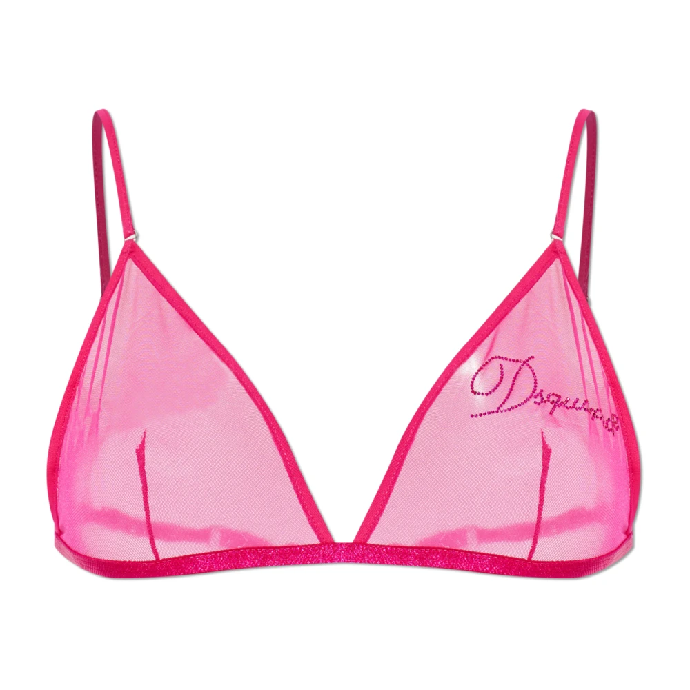 Dsquared2 Vrouw Roze Ondergoed Dames, Xl, Pailletten, Bh Met Sequin Logo