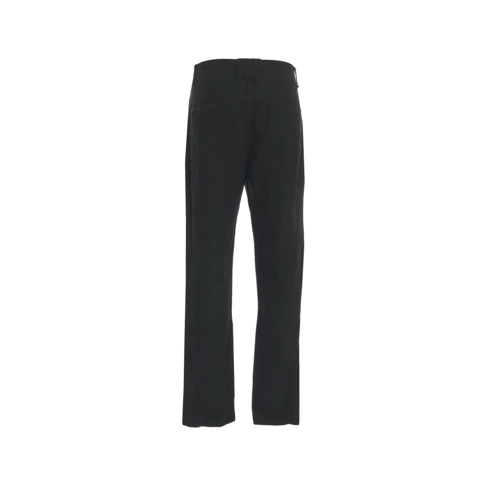 Transit Wijde Linnen Broek Zwart Black Heren