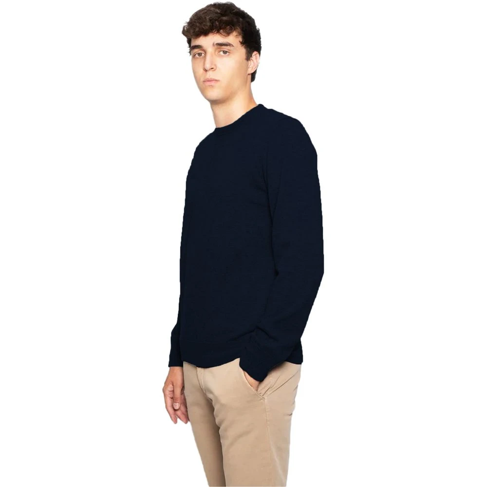Alpha Studio Blauwe Wol Crewneck Sweater voor Mannen Blue Heren