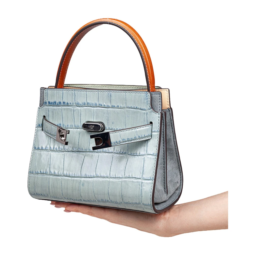 TORY BURCH Krokodillenprint Mini Leren Handtas Blue Dames