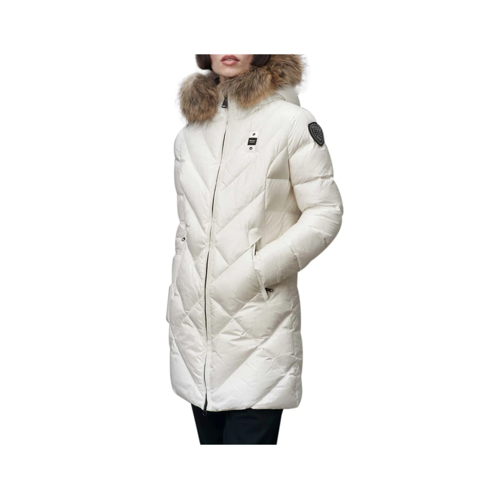 Blauer Witte Modieuze Jas met Elegante Details White Dames