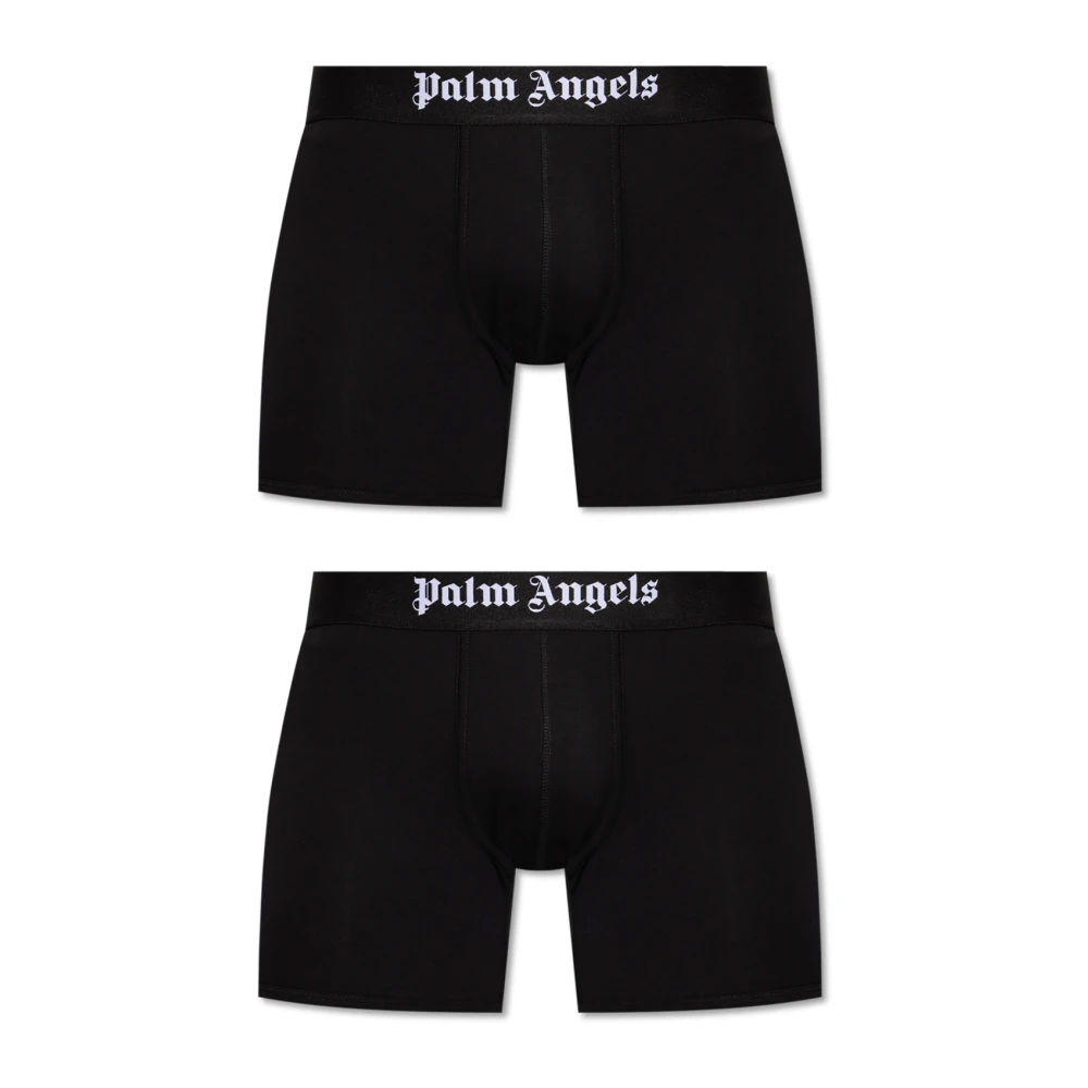 Palm Angels Twee-pack boxershorts met logo Black Heren