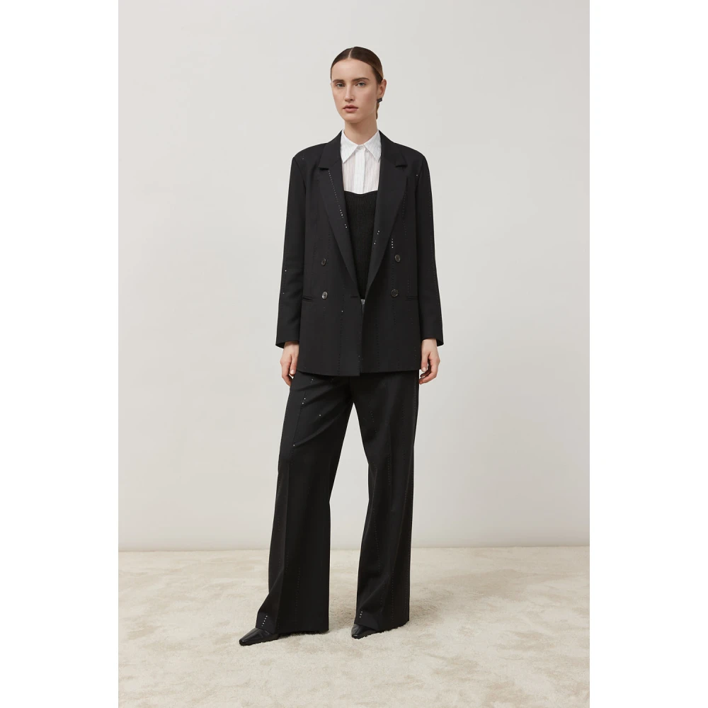 PESERICO Wollen palazzo broek Black Dames
