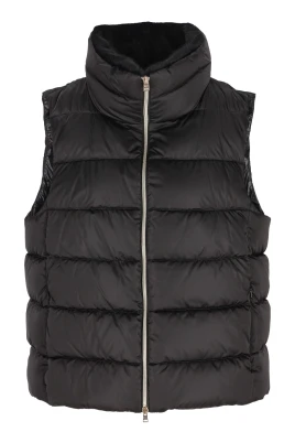 Quiltad Gilet med Hög Hals