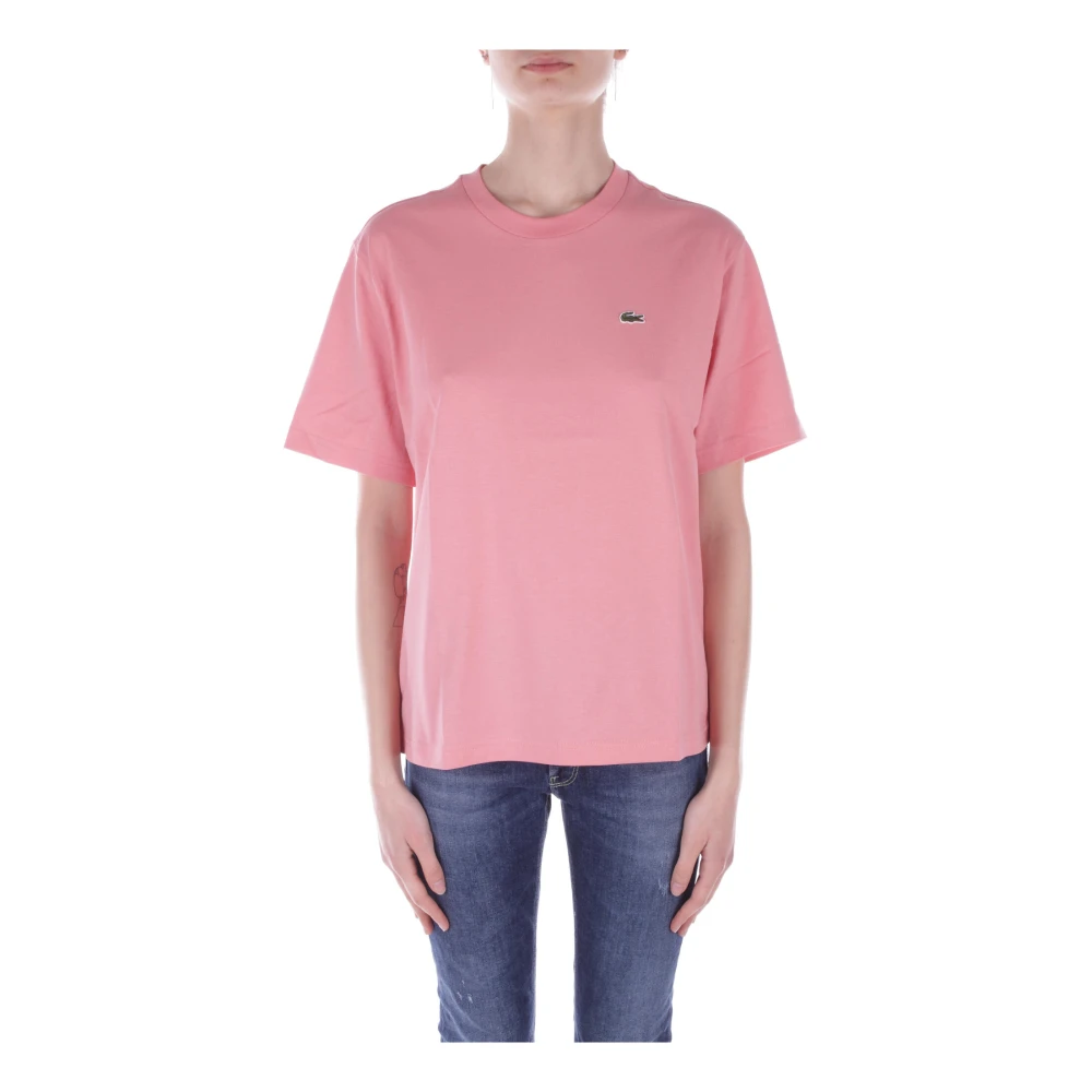 Lacoste Logo Front T-shirt van Katoen Pink Dames