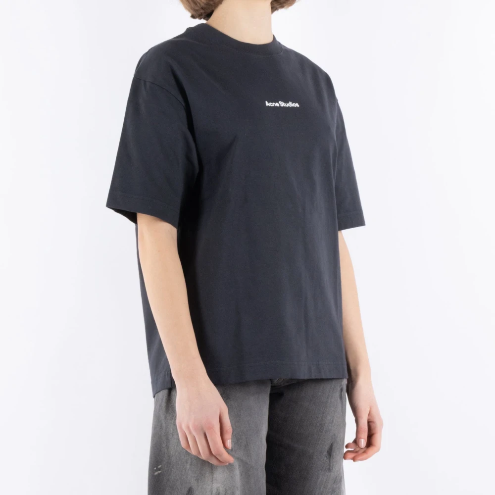 Acne Studios Zwart Katoenen T-Shirt Cl0274 Black Dames