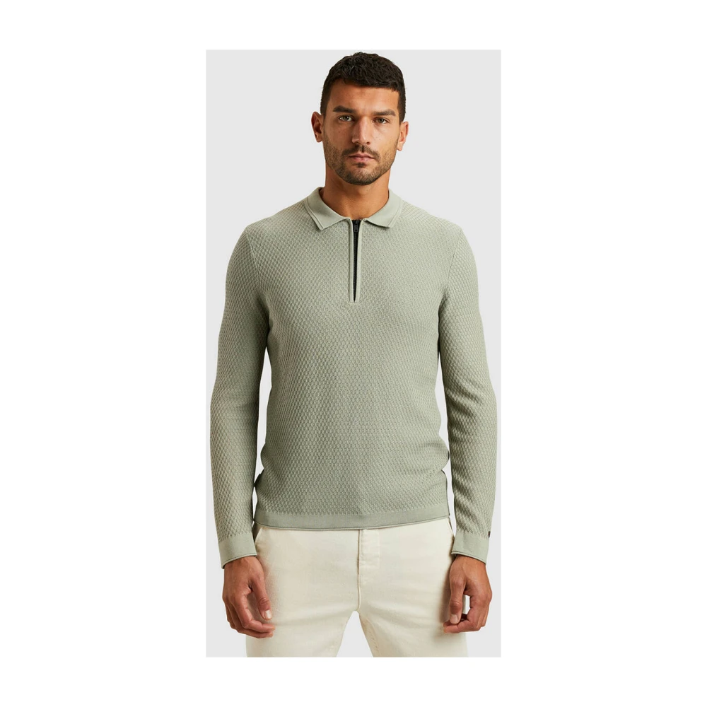 Cast Iron Lange mouw polo katoen modal Green Heren