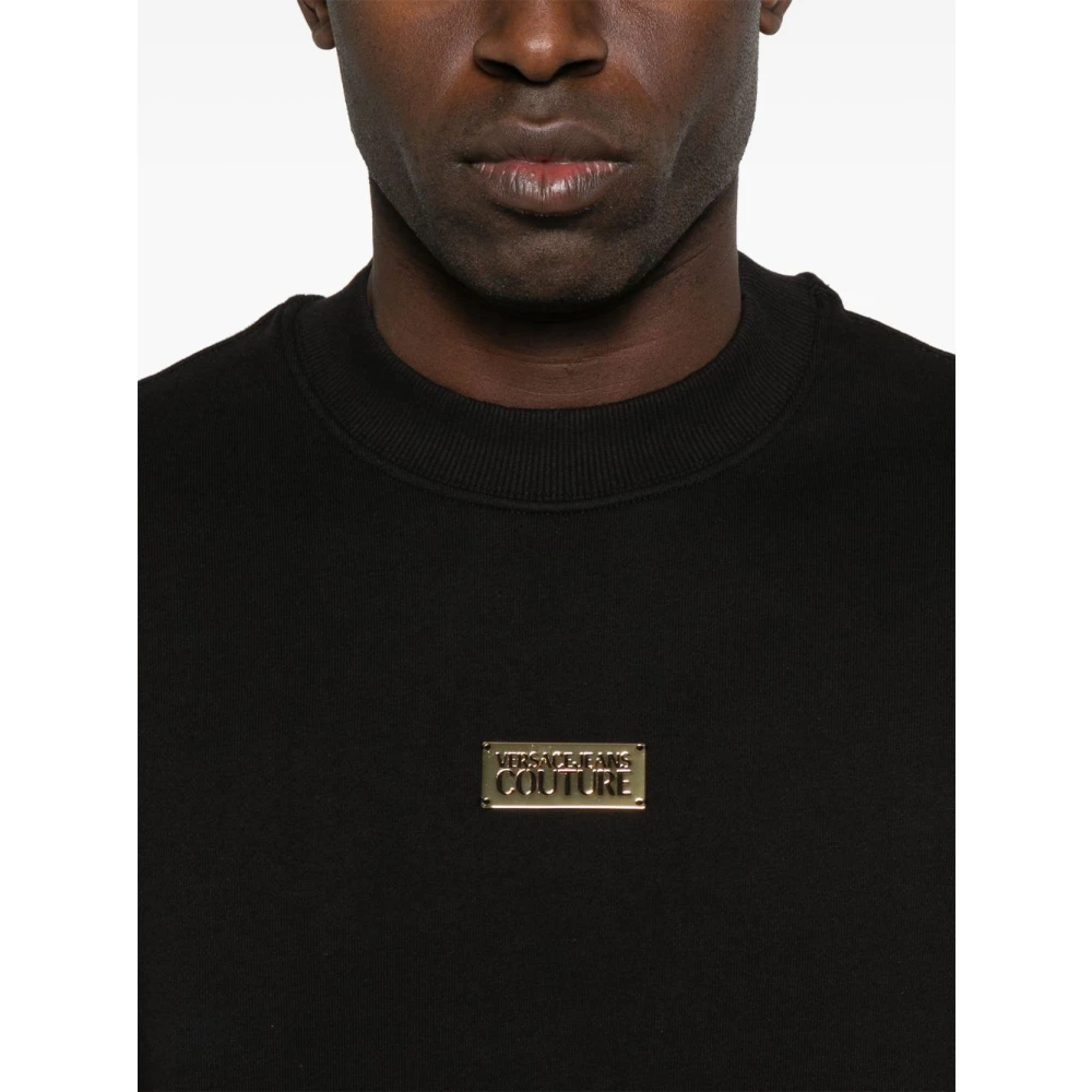 Versace Jeans Couture Zwarte Crew Neck Sweater Lange Mouwen Black Heren