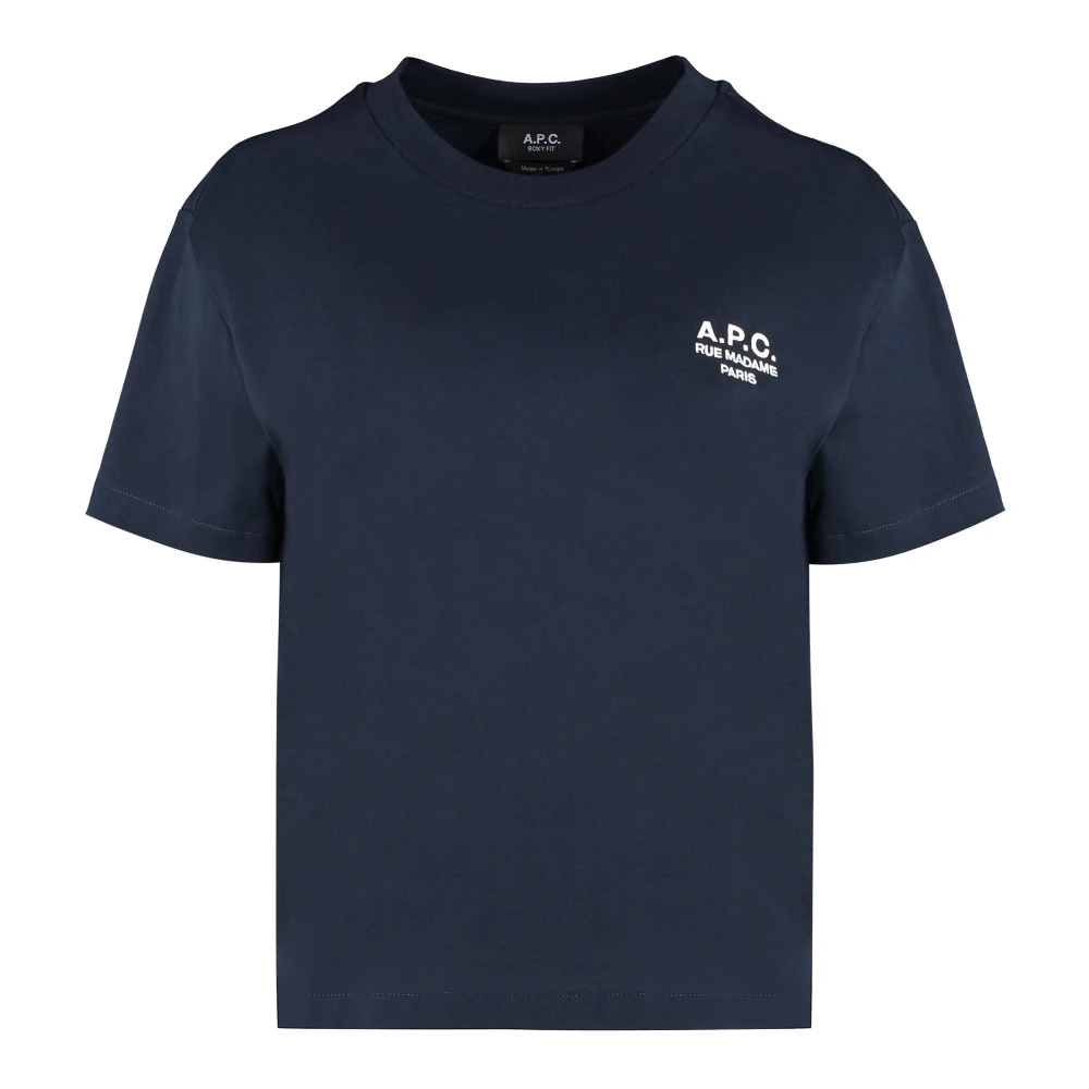 A.p.c. Katoenen ronde hals T-shirt geribbelde halslijn Blue Dames