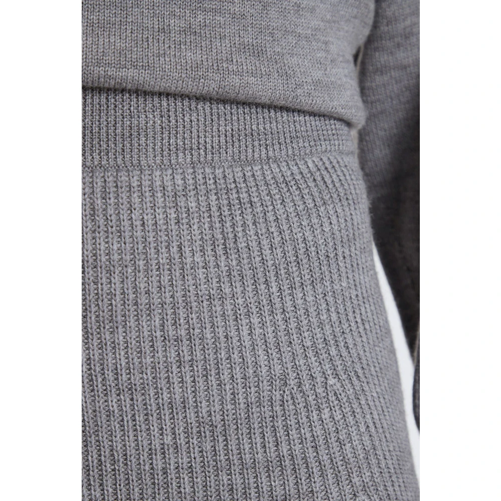 Max Mara Grijze Wollen Gebreide Rok Gray Dames